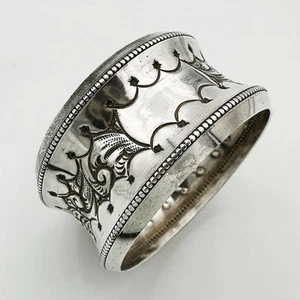 ANTIQUE NAPKIN RING STERLING SILVER VICTORIAN BIRMINGHAM 1900 W THORNEYWORK - Picture 1 of 4