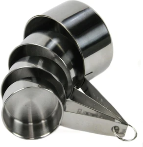Select 4 Piece Measuring Cup Set, 1/4, 1/3, 1/2 and 1 Cup, Stainless Steel - Picture 1 of 12