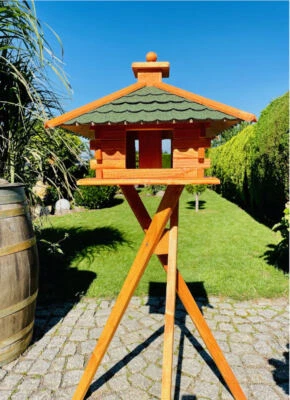 DARLUX Rechteckiges Vogelfutterhaus XL Futterstelle Vogelhaus+Ständer Braun/Grün - Bild 1 von 4