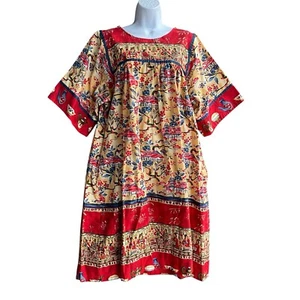 Vtg KRIST GUDNASON MuuMuu Japanese Print Ladies House Dress Multicolor Sz L/XL - Picture 1 of 6