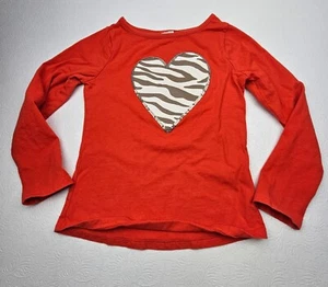 Gymboree 2014 Little Girls Size 6 Red Cotton Shirt With Zibra Heart Sequins - Picture 1 of 5