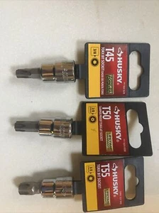3 Husky Torx Bits T45 T50 T55 Connect To 3/8 - Picture 1 of 7