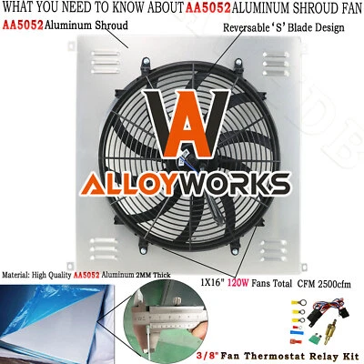 Aluminum Shroud+16"Fan Relay For 1942-1952 1949 1950 Ford F1 F2 F3 F4 Pickup V8 - Image 1 of 4