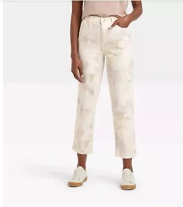 Filo universale donna denim ritagliato vintage dritto TAGLIA 14 acquerello floreale - Foto 1 di 12