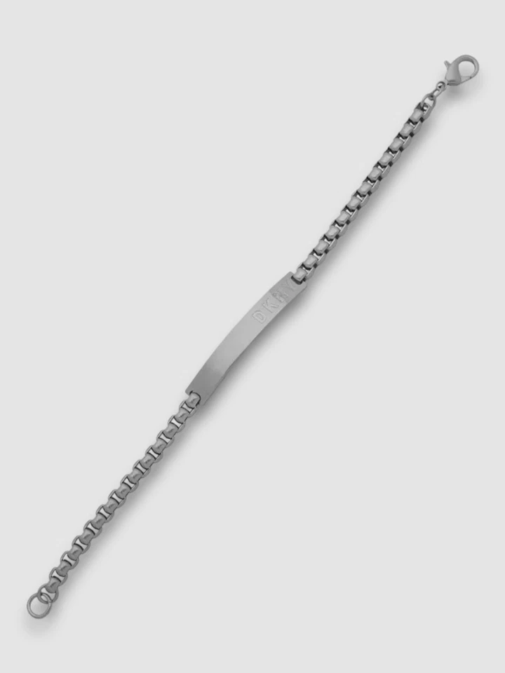 Pulsera de identificación con logotipo en tono plateado DKNY para hombre Foto 1 de 1