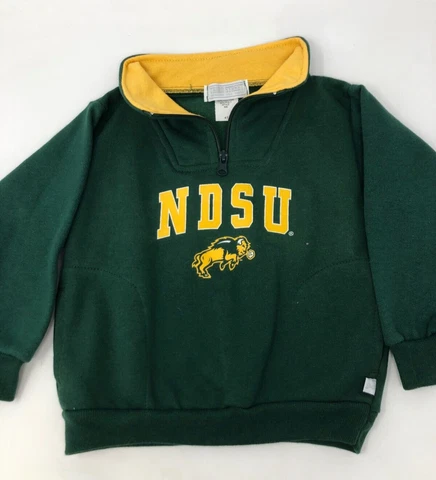 VTG NDSU Bison North Dakota Green Pullover 1/4 Zip Kid's Jacket Size 4T USA Made Cover