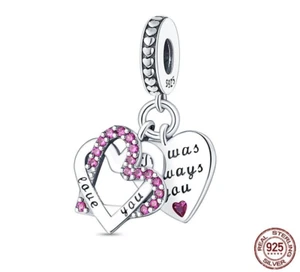 New 925 Sterling Silver Love you intertwined heart charm sister Mum daughter nan - Picture 1 of 1