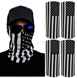 USA Black and White FLAG Bandana FOUR-PACK! American Flag Neck Gaiter Bandana - Picture 1 of 7