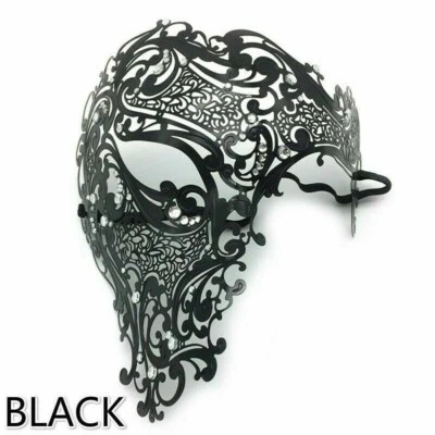 Metal Venetian Mask Masquerade Half Face Party Filigree Rhinestone Diamante - Image 1 of 4