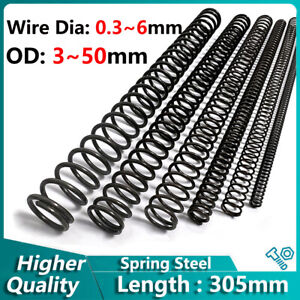 Compression Spring Black 0.3-6mm Wire Diameter Small Springs Steel 305mm Length