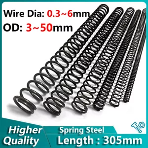 Black Compression Spring 0.3-6mm Wire Diameter 305mm Length Small Springs Steel - Picture 1 of 13