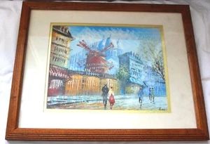 VINTAGE PARIS MOULIN ROUGE 8 X 10" ÖLGEMÄLDE LEINWAND GERAHMT CAROLINE BURNETT? - Bild 1 von 3