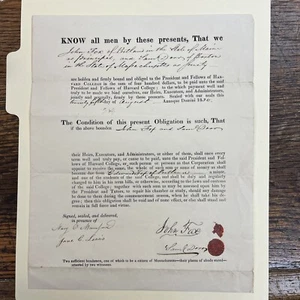 1830 Harvard College BOND $400 SIGNED John Fox Of Portland Maine - Picture 1 of 3