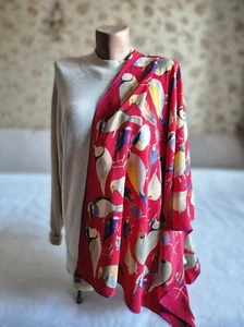 Fabric Frontline zurich Vintage bright silk scarf shawl bird print vintage - Picture 1 of 13