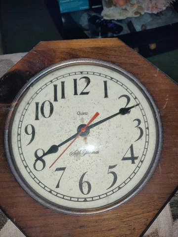 Seth Thomas Mid Century Modern Octagonal Wood Grain Wall Clock Cover