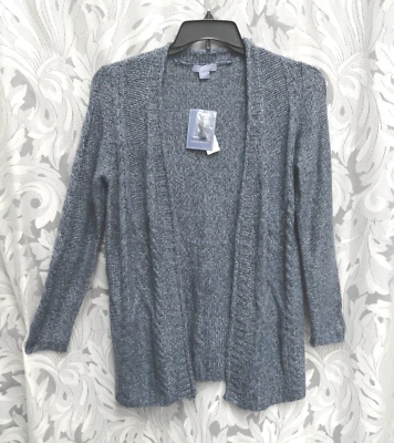 SUÉTER CARDIGÃ PEQUENO LAURA SCOTT ABERTO CABO FRONTAL MALHA MISTA CROCHÊ MARLED - Imagem 1 de 4