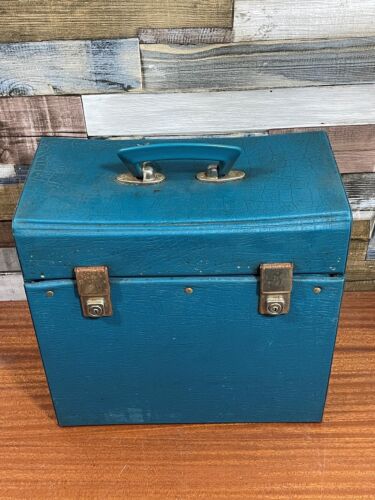 Vintage Wide Turquoise 12" Record Carry Case