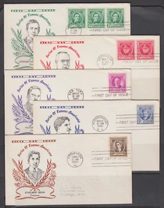 US Planty 879-883-15A FDC. 1940 Famous American Composers cplt, Holland cachets - Picture 1 of 1