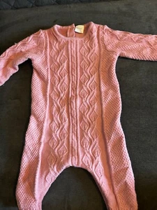 Next baby girl pink knitted jumpsuit 3-6 months super soft, popper fastenings - Picture 1 of 14