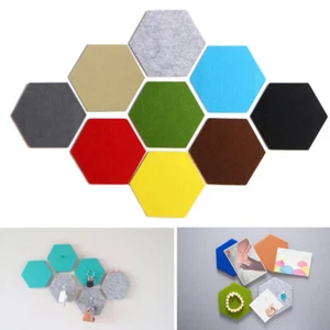 Hexagon Felt Pin Board Self Adhesive Memo Photo Cork Boards Bulletin Wall Decor - Picture 1 of 23