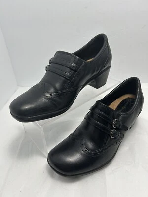 Earth Origins Womens Shoes Size 7M Carma5 Black Leather Double Buckle Wingtip #J - Image 1 of 4
