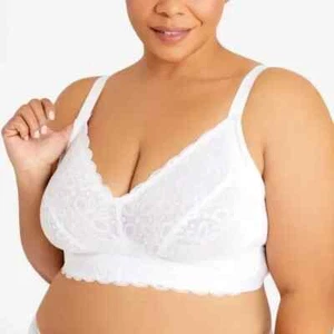 Ashley Stewart kabellose Spitzenbralette volle Abdeckung Übergröße 1X weiß neu mit Etikett - Bild 1 von 3
