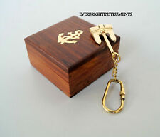 Set Of 10 PiecesHalloween Marine Nautical Brass Anchor Key Chain W/Wooden Box