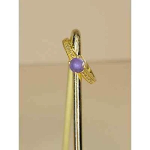 Gorgeous 14 Karat Yellow Gold Round Amethyst Tiny Diamond Ring Size 6 3/4" - Picture 1 of 11
