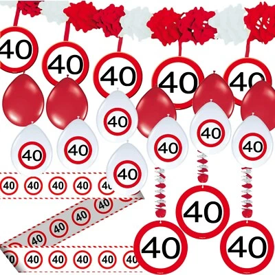 SET DECORAZIONI 40° COMPLEANNO - 71 PEZZI - Cartello stradale compleanno festa decorazione - Immagine 1 di 4
