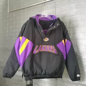 Vintage 90's STARTER NBA Los Angeles Lakers Men's Half Zip Fall Cotton Jacket - Picture 1 of 7