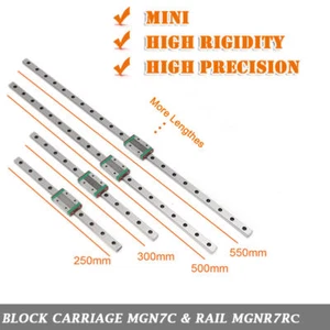 1pc MGN7R Linear Guide Rail L100mm-600mm + MGN7C Slider Block for CNC XYZ Axis - Picture 1 of 8