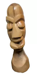 Tótem de madera dura tallada de mediados de siglo estilo maorí talla Tiki madera 15 pulgadas 1 - Imagen 1 de 8