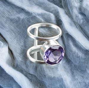 Iolite Gemstone 925 Sterling Silver Ring Handmade Jewelry Ring For Gift - Picture 1 of 3