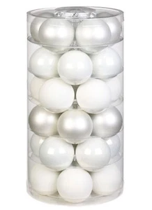 30 Weihnachtskugeln 6cm Glas Christbaumkugeln Weihnachtsbaumkugeln weiß - Bild 1 von 1