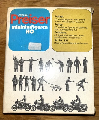 Rare & Vintage Preiser 331 HO Gauge 20 Police Figures & Accessories NOS NIP - Image 1 of 4
