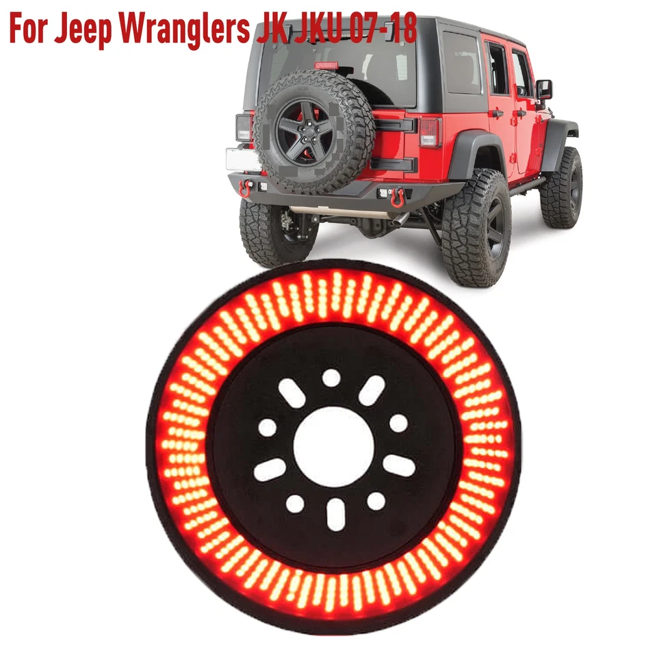 For Jeep Wranglers JK JKU 07-18 Spare Tire Brake Light LED Red Third Brake Light Foto 1 de 4