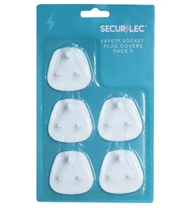 5x Securlec Safety Plug Cover Mains Socket Protector Baby Child Electric Insert - Picture 1 of 1