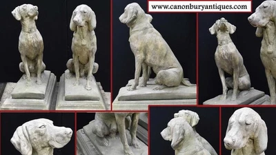 Par de perros guardianes de piedra grandes - guardianes de jardín ingleses Foto 1 de 4