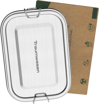 Contenitore per il pranzo in acciaio inox, 800 ml, con divisori mobili, leggero, - Immagine 1 di 4