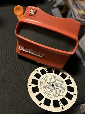 VTG View Master 3D Viewer Red Classic Toy Slide w/ Orange Handle & 1 Reel Disney - Image 1 of 4