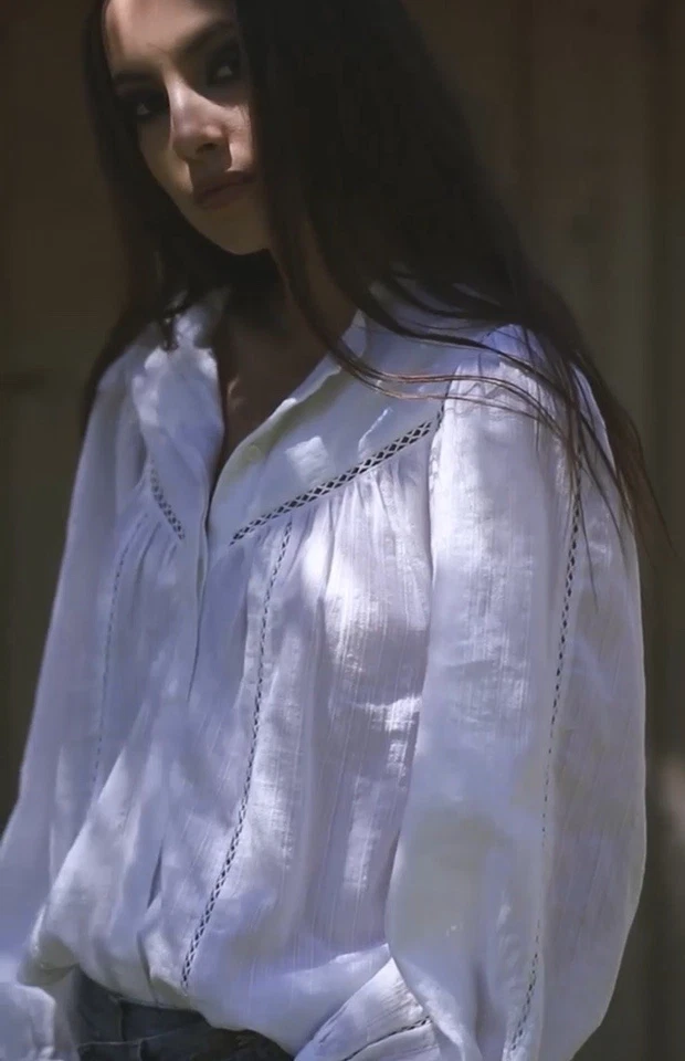 Blusa Isabel Marant Etoile Leonard silenciosa luxo branca crochê 38 M - Imagem 1 de 4