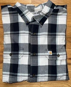 Carhartt 3XLT Original Fit Blue Plaid Long Sleeve Button Shirt Mens Workwear EUC - Picture 1 of 11