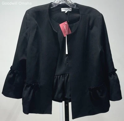 Blazer Waverly Gris Liberant Para Mujer Talla L Negro Frente Abierto Manga 3/4 Nuevo con Etiquetas Foto 1 de 4