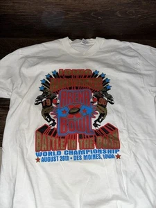 T-shirt vintage Iowa Barnstormers AFL adulto L bianca punto singolo arena ciotola doppia - Foto 1 di 10