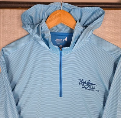 JOHNNIE O x PETE DYE FRENCH LICK Mens Large 1/4 Zip Hoodie Pullover Wicking UPF - Image 1 of 4