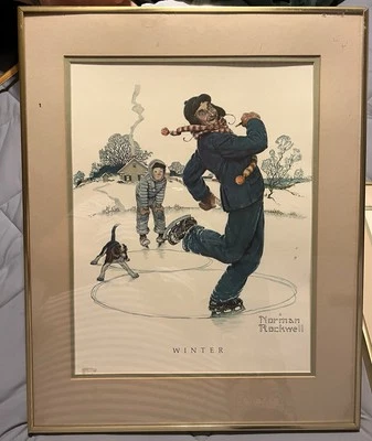 2 зимних художественных принта Norman Rockwell в рамке - Изображение 1 из 4