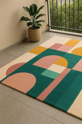 Hand Tufted 5x7 Rug For Living Room Modern Geometric Carpet Home Decor Area rug - Image 1 of 3