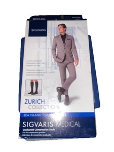 Sigvaris Sea Island Cotton 20-30 mmHg Medical Compression Socks Mens XL Knee-Hi - Picture 1 of 2