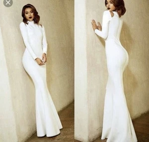 Maxi Vestido House of CB 'Arrosa' Blanco Vendaje Cuello Simulado Manga Larga Para Mujer Talla XS - Imagen 1 de 6