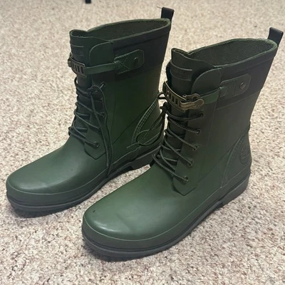 Timberland Green Rubber Rain Boots Sz 9 - Image 1 of 4